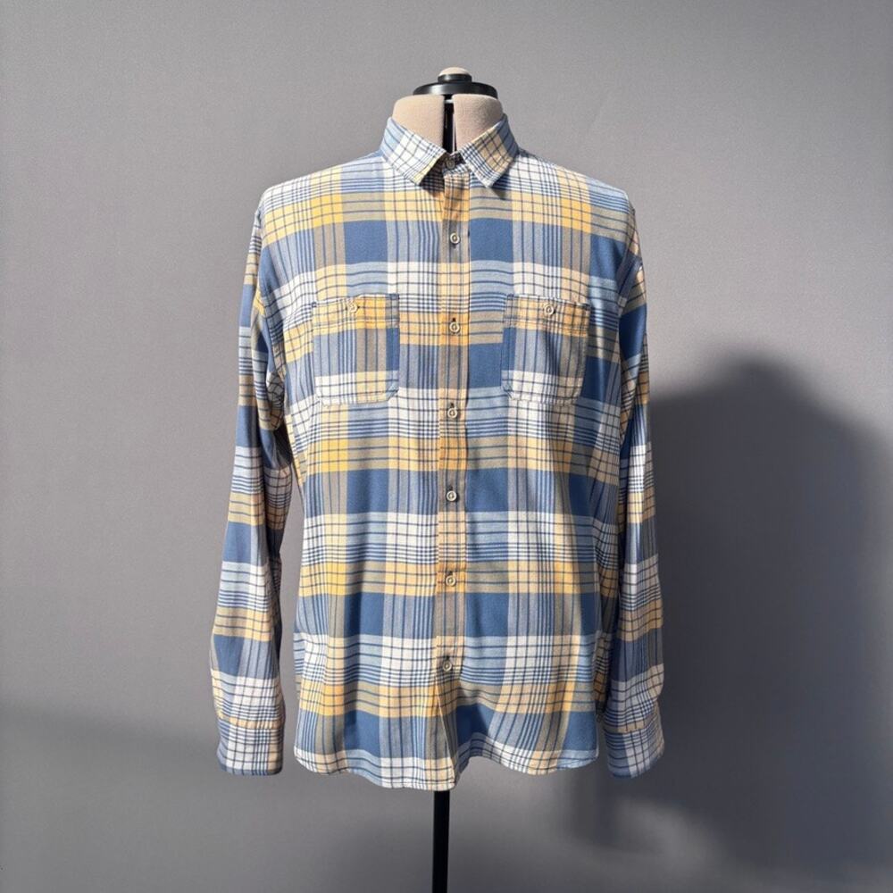 Lucky Brand Men's Plaid Button-Down Shirt Yellow Blue XL